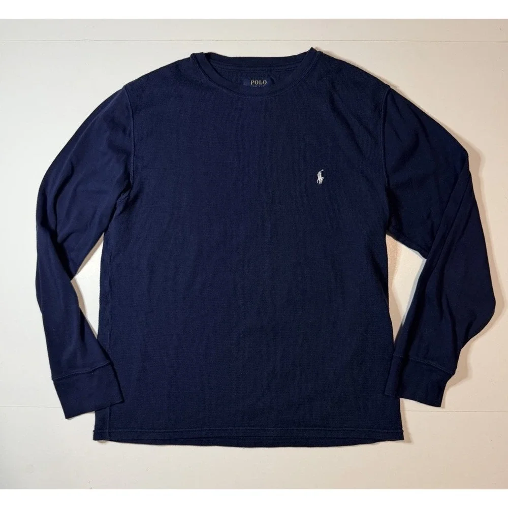 Polo Ralph Lauren Waffle Knit Thermal Sleepwear Navy Men's Size Large